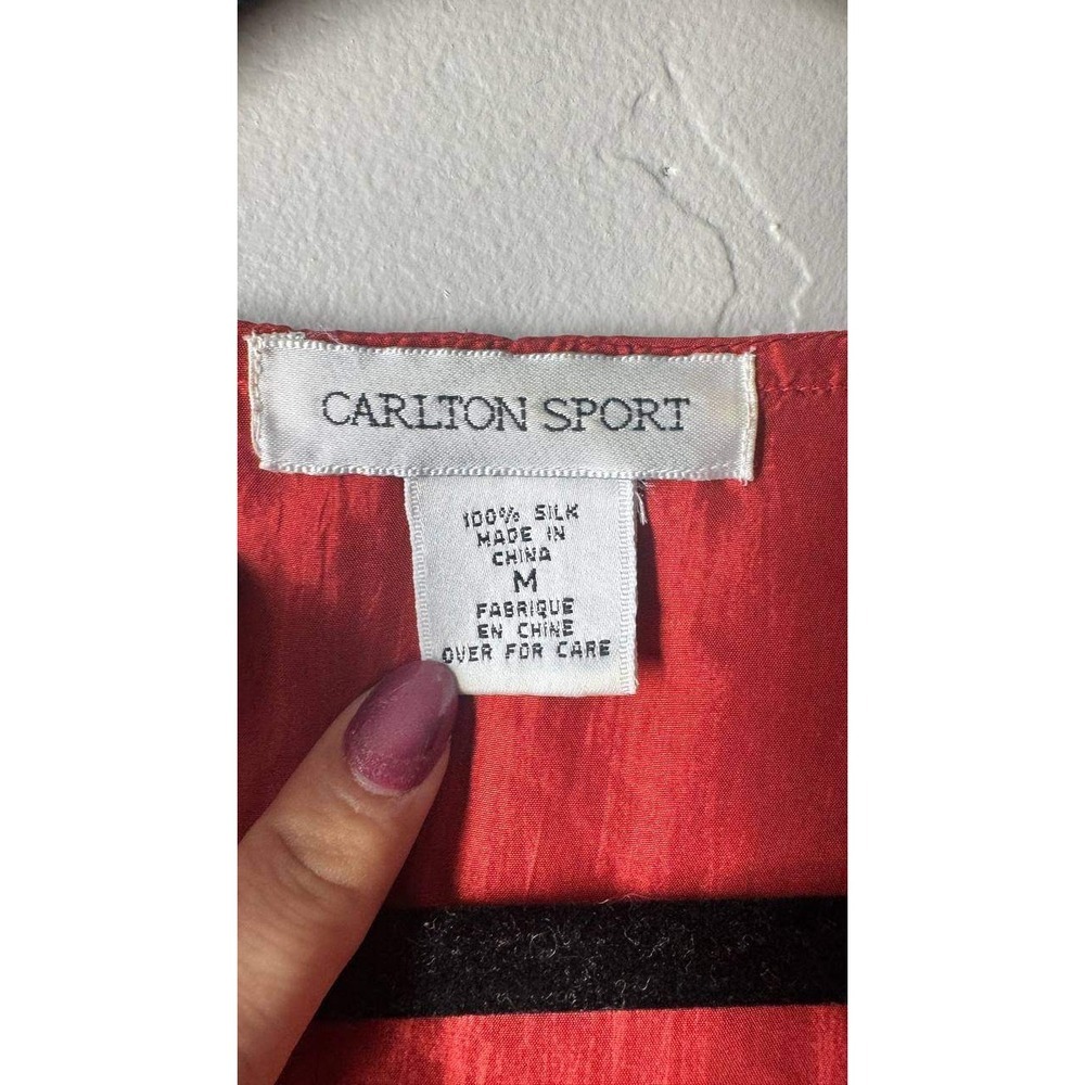 Carlton Sport Vintage 100% Silk Ruffle Blouse M Old Money Preppy Academia 80s - Picture 5 of 5